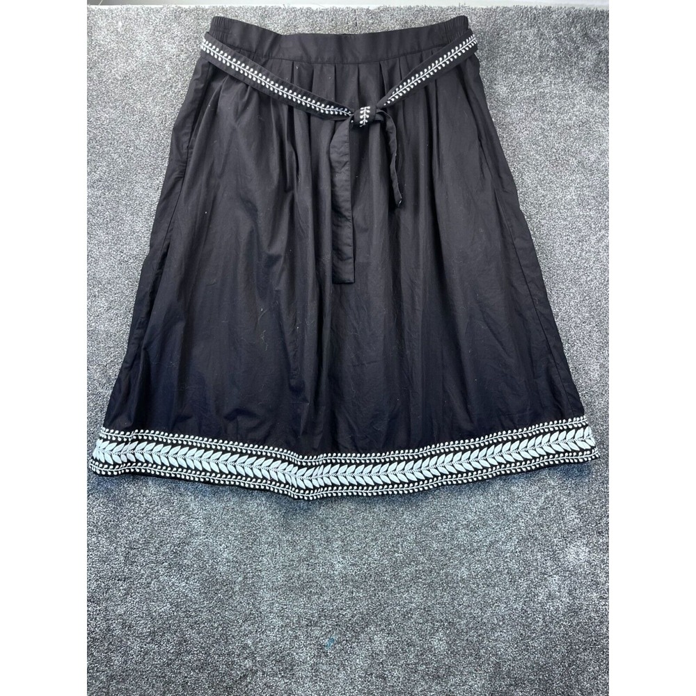 J. Crew Black & White Boho Embroidered Skirt Cotton Womens L